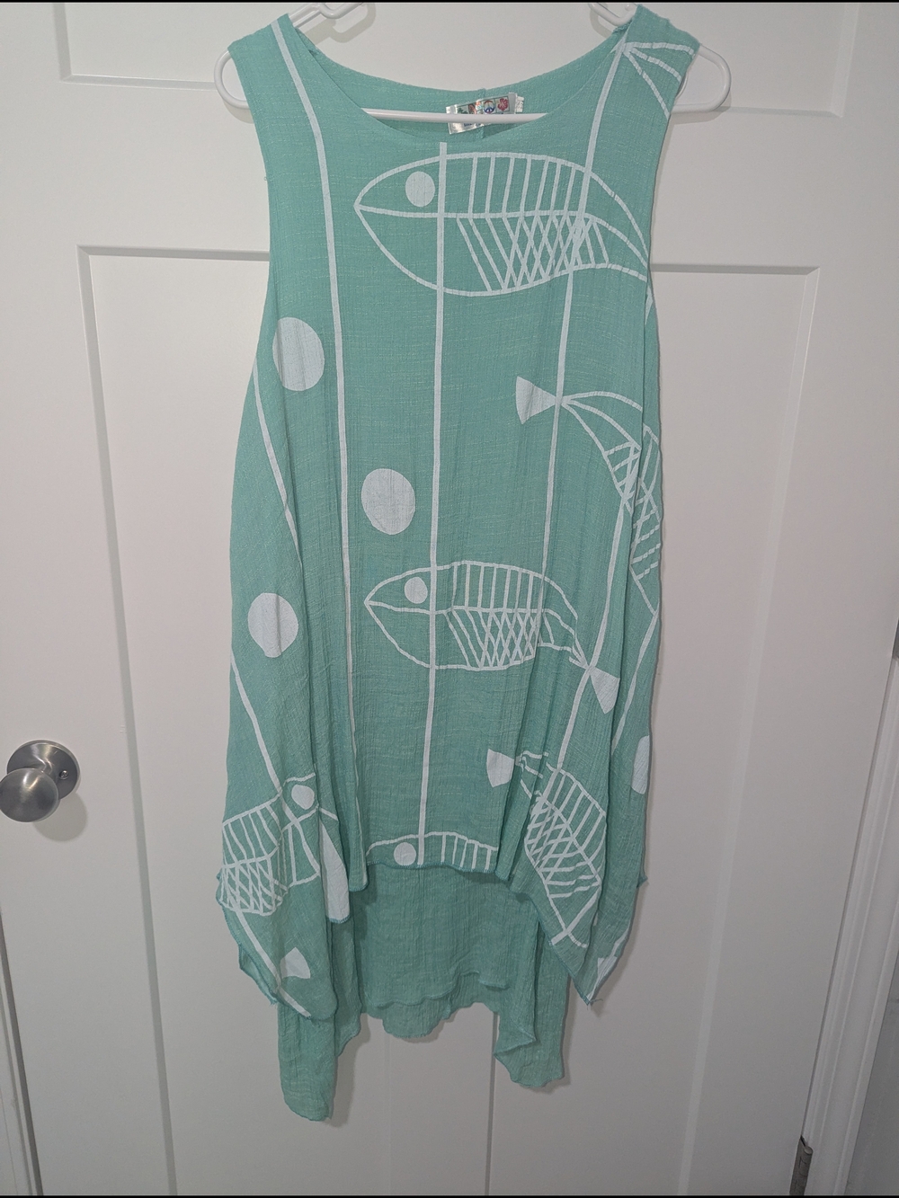 India Boutique Mint Green and White Fish-Print Midi Dress